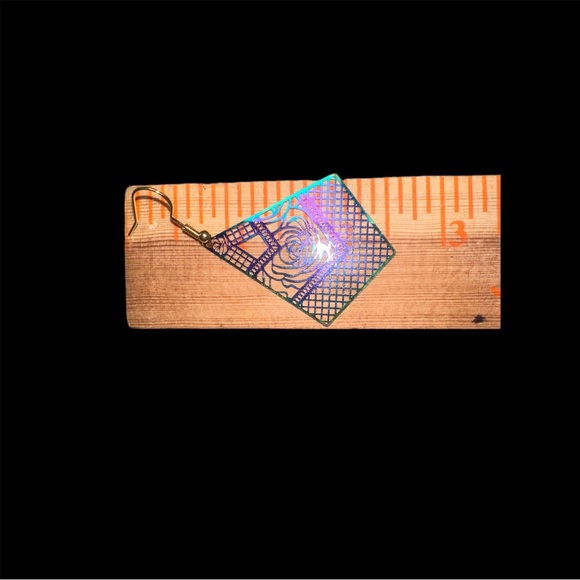 Filigree Rose Design Wire Hook Earring in Gold Tone - Picture 5 of 5